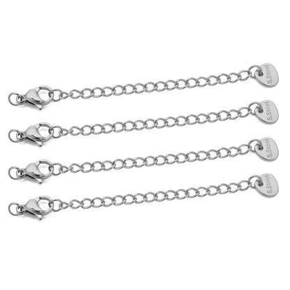 10pcs Stainless Steel Extension Chains with Lobster Clasps Connector Link Necklace Tail Making DIY Bracelet Accessories Suppl