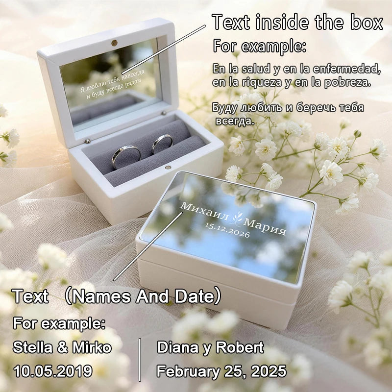 Custom Wedding Ring Box for 2 Rings Personalized Wedding Ring Box for Bride and Groom Before Church Ring Box for the Wedding 