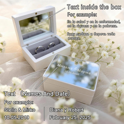 Custom Wedding Ring Box for 2 Rings Personalized Wedding Ring Box for Bride and Groom Before Church Ring Box for the Wedding 