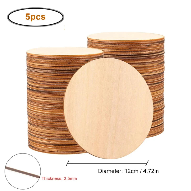 7/9/12/15cm Unfinished Wood Slices, Natural Blank Round Blanks Wood Circles for Crafts DIY Art Crafts Painting Home Decor - 5