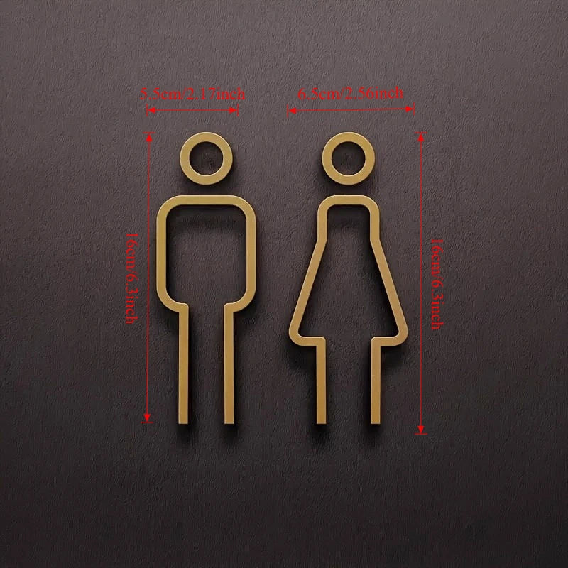 Funny Bathroom Signs for Men Women Creative 2D Flat Restroom Door Decor Restaurant Hotel Cafe Toilet Signage Wall Sticker - G