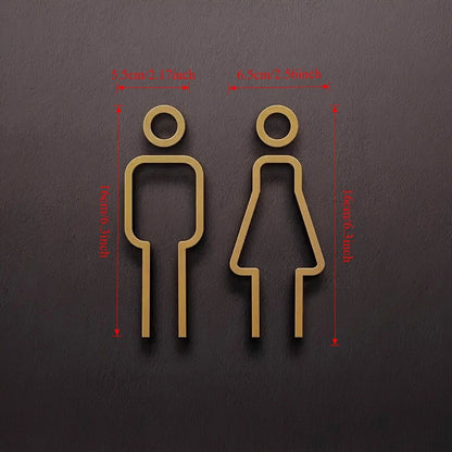 Funny Bathroom Signs for Men Women Creative 2D Flat Restroom Door Decor Restaurant Hotel Cafe Toilet Signage Wall Sticker