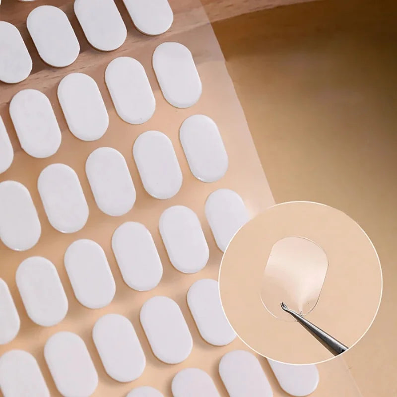 200pcs Nail Support Double-Sided Tape Nail Art Transparent No-Trace Jelly Tape Wearable Nail Tips Practice Base Fixing St