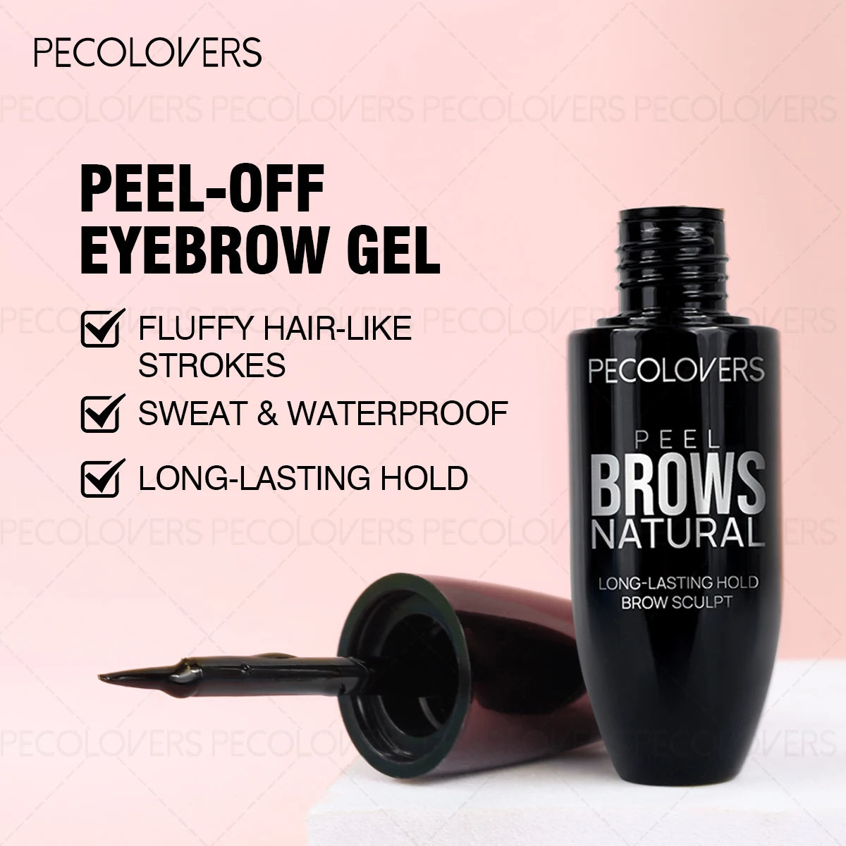 1Pc Pecolover Tattoo Eyebrow Gel, Waterproof, Semi-Permanent, Long-Lasting, Black Brown, Sweatproof, Film Forming, Tearing Of