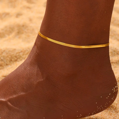 Stainless Steel Anklets Minimalist Popular Design Adjustable link Chain Non-fade For Women Everyday Wear Length 21cm+5cm