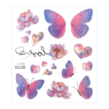 3D Fairy Butterfly Wings Shiny Tattoo Sticker Waterproof Eyes Face Body Art Fake Tattoos For Women Makeup Dance Music Festiva