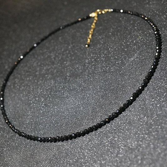 Trendy 3mm Black Clear Beads Chain Short Choker Necklace Female Jewelry Women Sweet Necklaces Bijoux Femme Ladies Party Gift