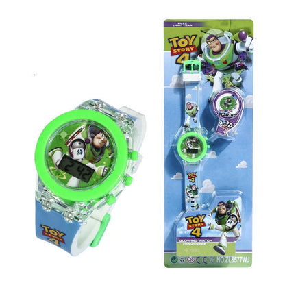 Flash Light Frozen Mickey Kids Watches For Girls Cartoon Snow White Car Children Watch Boys School Student Digitel Clock Gift