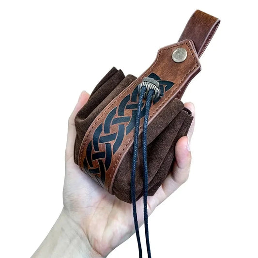 Vintage Waist Bag Belt Pouch Men's Pu Leather Punk Viking Medieval Coin Purse Viking Style Medieval Vintage Portable Coin Pur