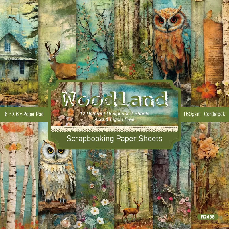 12 Sheet Scrapbooking Paper 15x15cm, Christmas Journal Planner Paper Pad Cardstock Backgrounds Card for DIY Art Craft Decorat