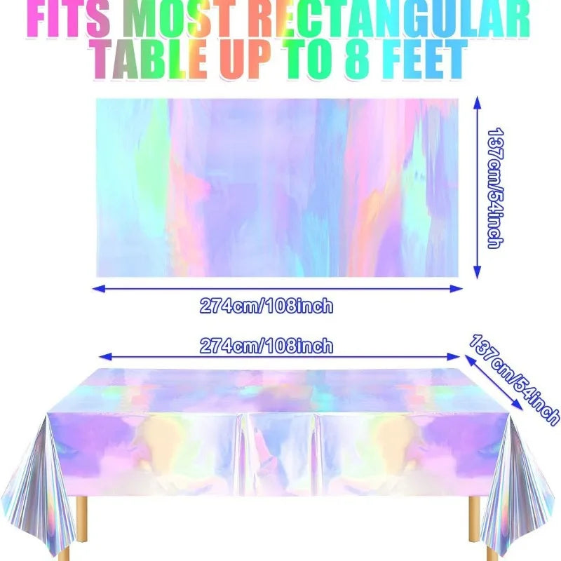Tablecloth For Table Nappe De Table Tablecloth Birthday Iridescent Disco Party Decor Shiny Laser Holographic Disposable Cover