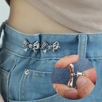 Bowknot Button Adjuster for Pants Skirts Waist Tightener Adjustable Waist Buckle for Jeans No Sewing Required Clothing Suppli