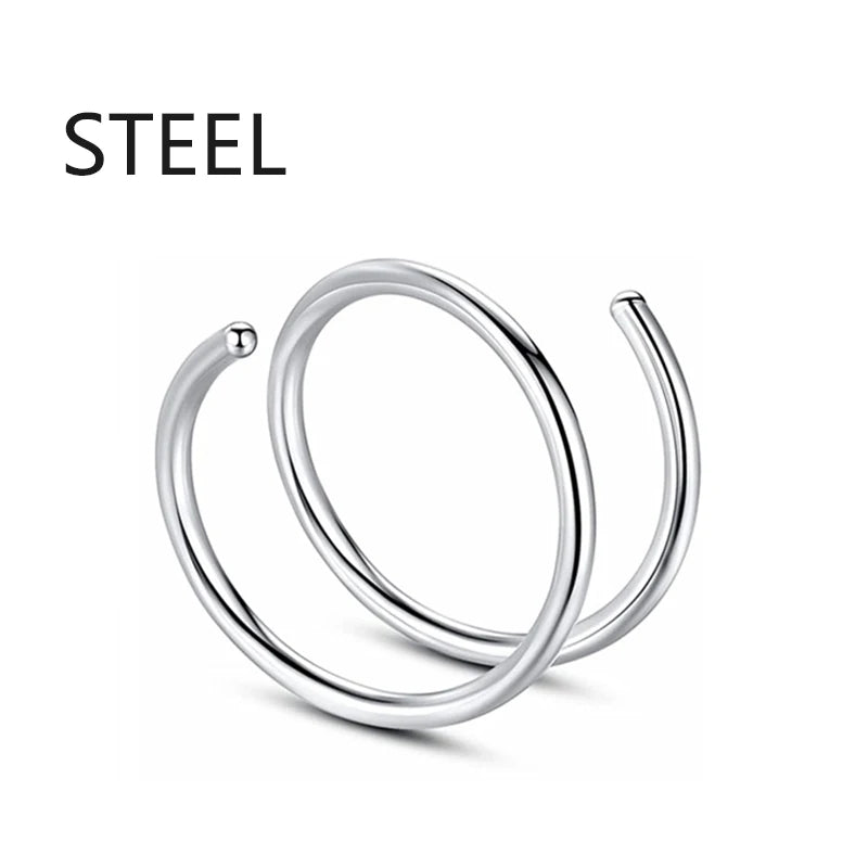 Women Fake Piercing Nose Ring Hoop Septum Non Piercing Nose Clip Rock HipHoop Stainless Steel Magnet Fashion Punk Body Jewelr