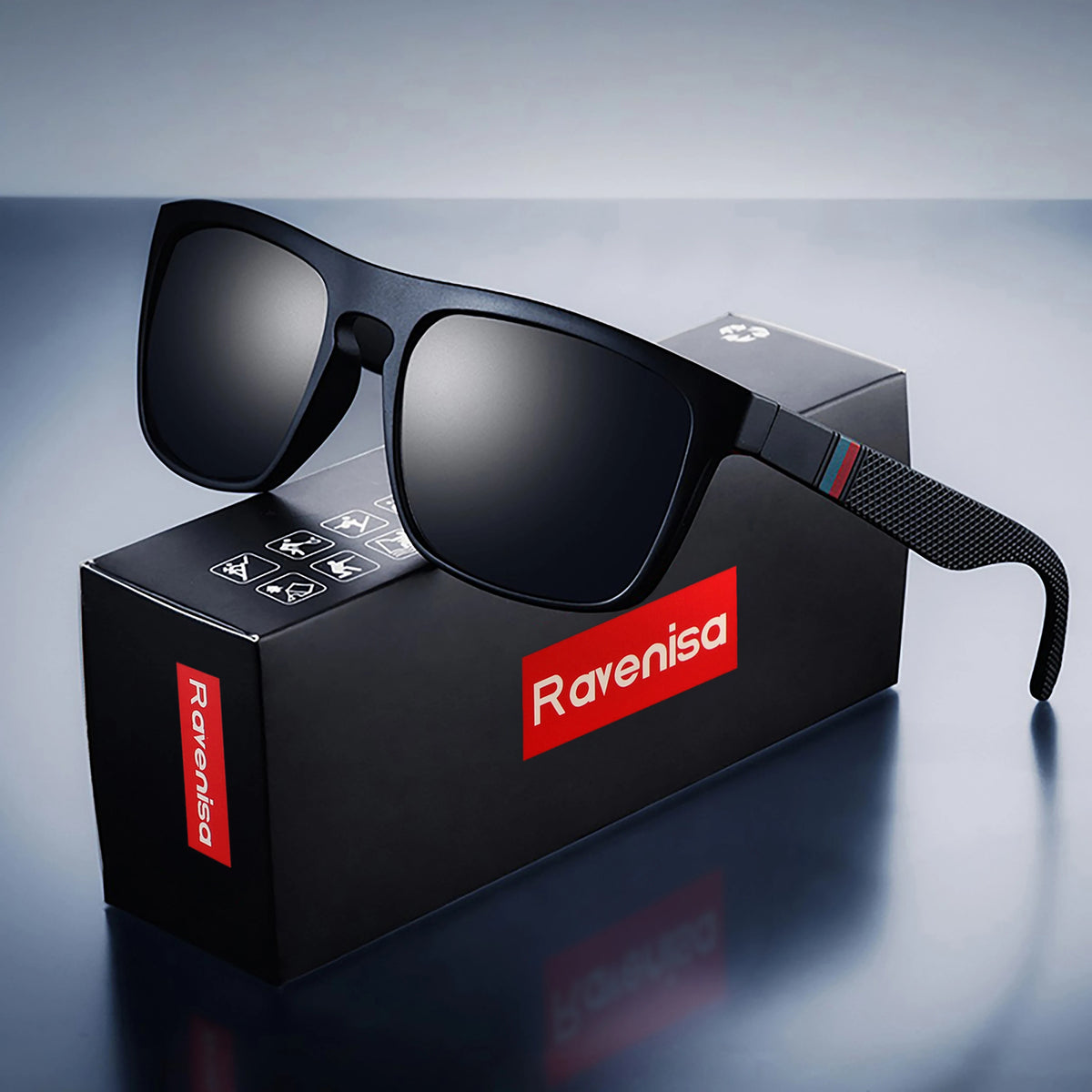 Fashion Square Vintage Polarized Sunglasses Men Women Retro Driving Fishing Sun Glasses UV400 Eyewear - black