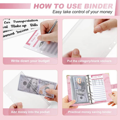 New Budget Plan Notebook A6 Cash Envelope Saving Money 6 Holes Binder for Financial Management A6 Loose-leaf Notebook Binder