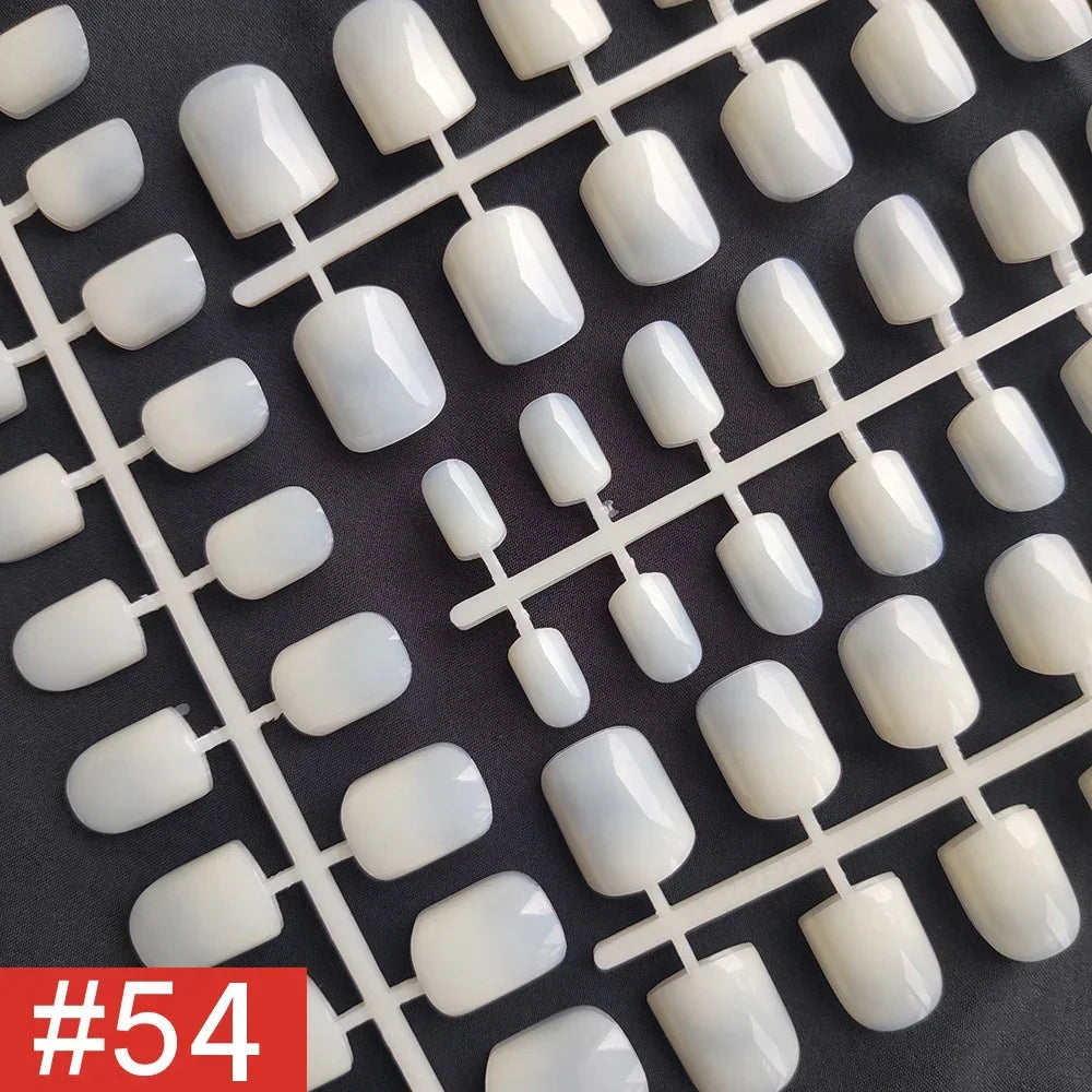 4 Sets/lot Mixed Colors False Nail Tips Short Full Cover Square Fake Nails Comfortable Multicolor Press On Nails Nail DIY - N
