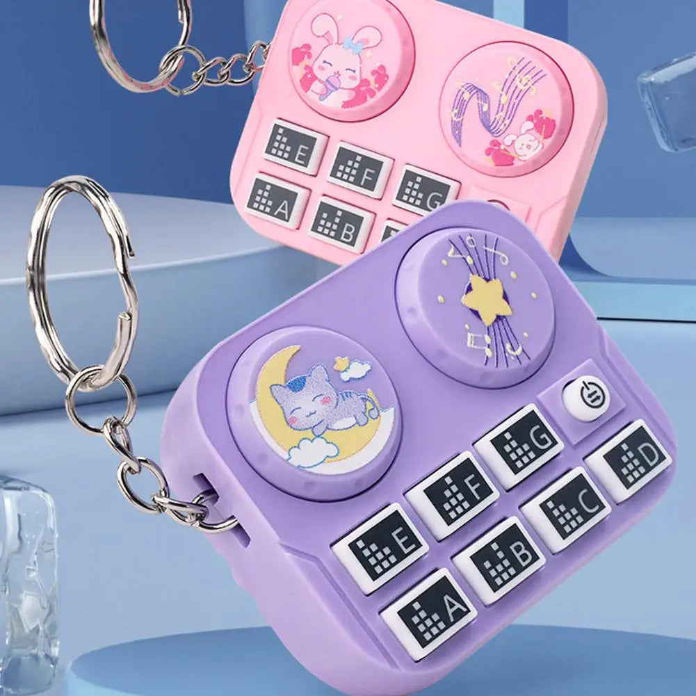1pc Mini Music DJ Disc Player Keychain Musical Instrument Sound Button Toy Games Children's Educational Toy Bag Pendant Keych
