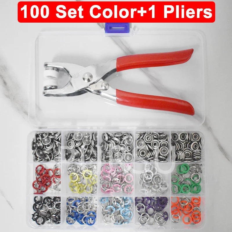 9.5mm Metal Hollow Five-Claw Snap Button For Installing Clothes Bag Sewing And DIY Craft Hand Pliers Tool - Type B