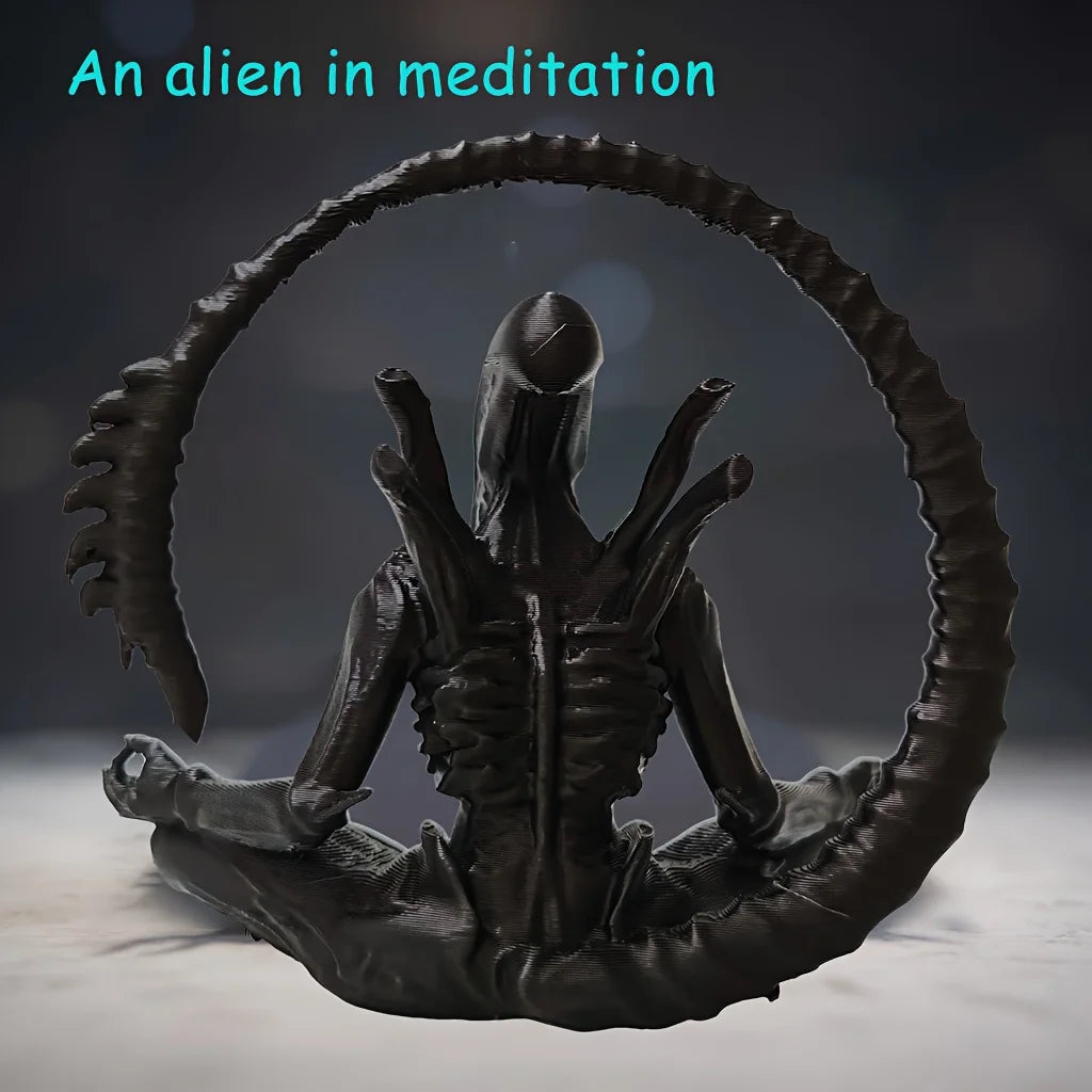 An alien ornament in meditation, creatively designed to create a personalized atmosphere space, suitable for collection.