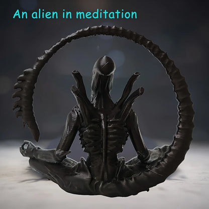 An alien ornament in meditation, creatively designed to create a personalized atmosphere space, suitable for collection.