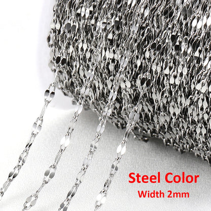 No Fade 2Meters Stainless Steel Chains for Jewelry Making DIY Necklace Bracelet Accessories Gold Chain Lips Beads Beaded Chai