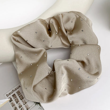 1/3PCS Satin Scrunchies With Rhinestones Decor - Soft And Comfortable Hair Ties For Ponytail And Hair Accessories - Champane 