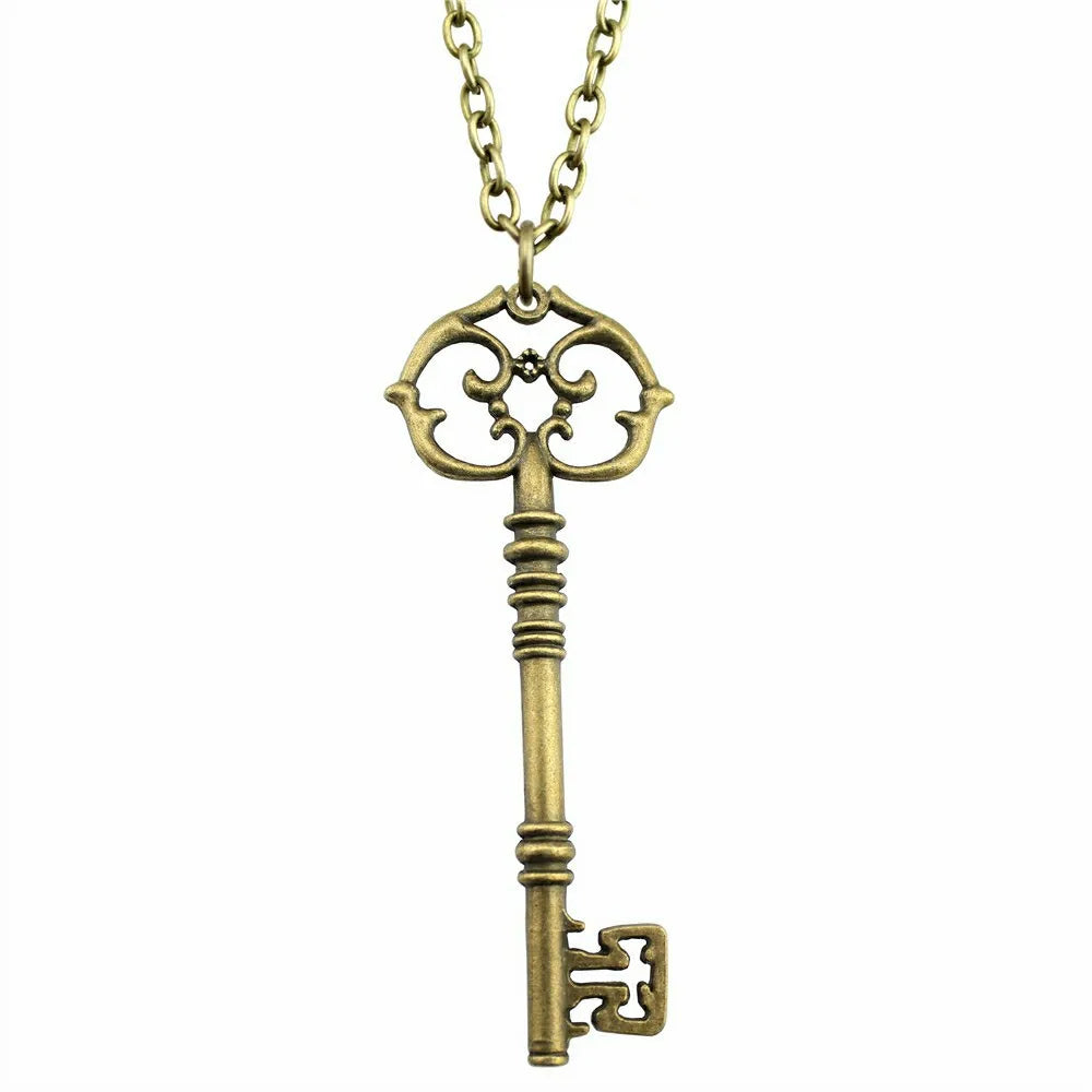 Fashion Vintage 2 Colors 82x31mm Big Key Pendant Necklace For Women Men Long Chain Necklace Jewelry Accessories