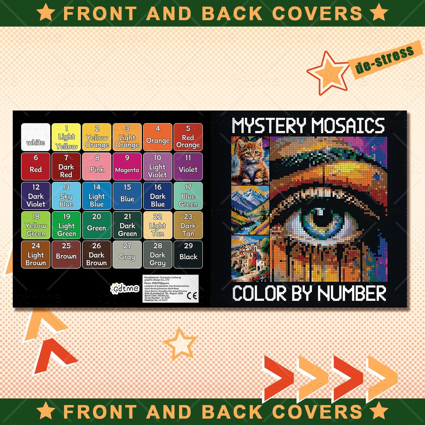 1PC MYSTERY MOSAIC COLOR by NUMBER Artwork by Digital Adult Coloring Book DIY Painting Drawing Coloring by Num