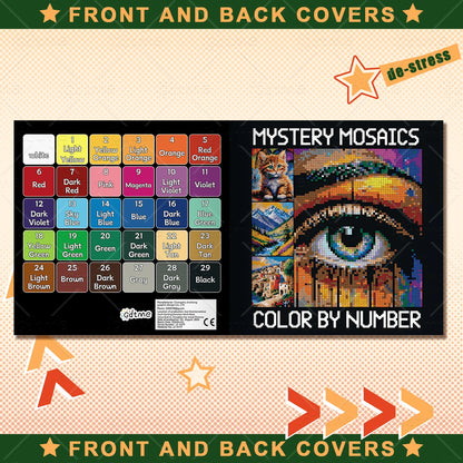 1PC MYSTERY MOSAIC COLOR by NUMBER Artwork by Digital Adult Coloring Book DIY Painting Drawing Coloring by Num