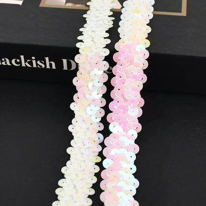 2-20M 2cm Sequin Lace Fabric Elastic Band for Dance Dress Decor Laces Trims Stetch Tape Clothing Trimming Ribbon DIY Accessor