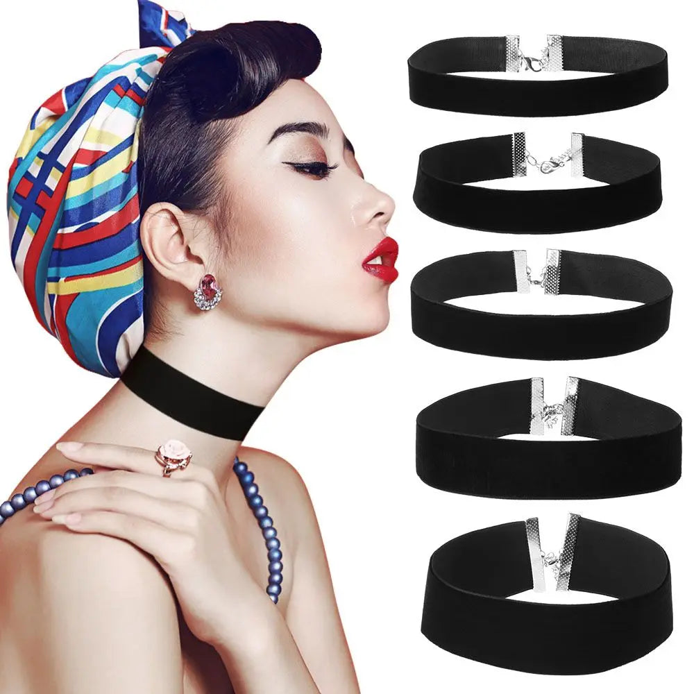 Adjustable Elegant Classic Vintage Velvet Choker Gothic Black Ribbon Necklace