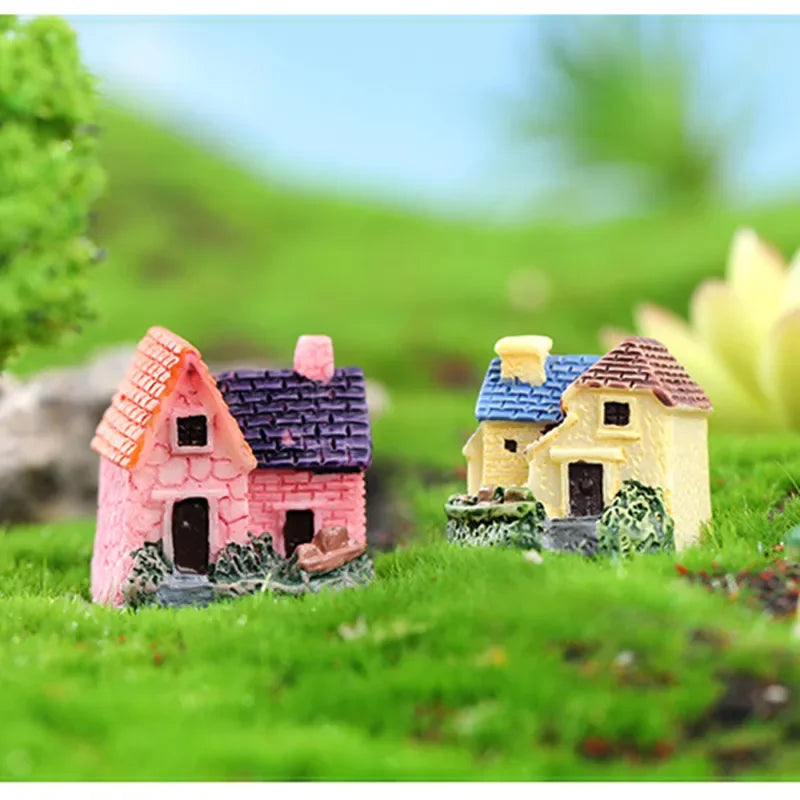 1 Pcs European-style Country Villa Mini Simulation Small House Macaroon Color Microlandscape DIY Decorative Ornaments