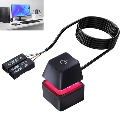 Desk ON/OFF Power Switch for Desktop Computer RGB Backlight Mechanical Shaft Key External Remote Start PC Mainboard Reset But