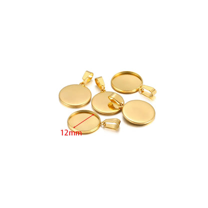 10pcs Stainless Steel 6-30mm Cabochon Cameo Base Settings Round Bezel Blank Tray for DIY Handmade Jewelry Charm Making