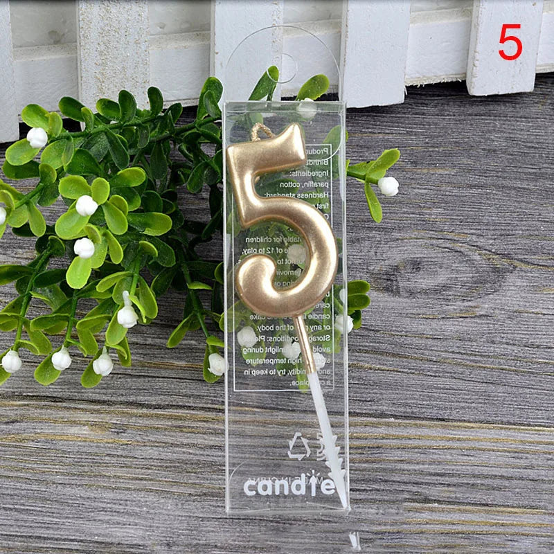 1Pcs Gold Happy Birthday Number Cake Candles 0 1 2 3 4 5 6 7 8 9 Cake Topper Kids Girls Boys Bar Baby Party Supplies Decorati