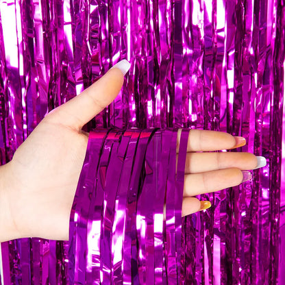 as a Party Metallic Tinsel Foil Fringe Curtains Backdrop for Birthday New Year Eve Party Photo Wedding Baby Shower Decor - ro