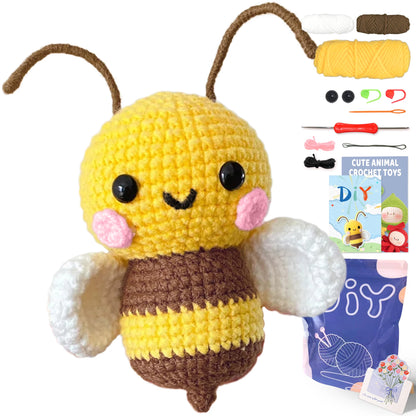Crochet Kit for Beginners, DIY Animal Crochet Set, Easy Crochet Starter Kit, Step-by-Step Patterns, Fun Craft Project for Kid