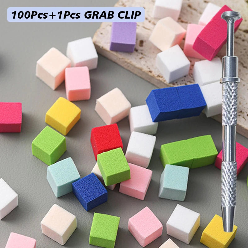 100/50Pcs Square Nail Art Sponge Set Gradient Nail Brushes Gel Polish DIY Design Nail Sponge Grab Pen Manicure Supplies Tools