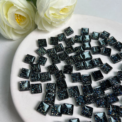 Mosaic Tiles for Crafts Blue Shine Assorted Color 50pcs Glass Glitter Mosaic Supplies Pieces Bulk Square Shape Home Decoratio