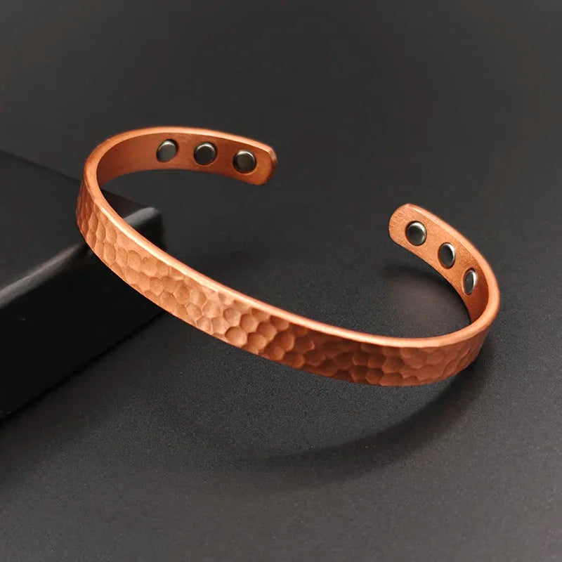 Vintage 99.9% Pure Copper Bracelets for Women Men Rose Color Cuff Bangles Charms Health Energy Gauss Magnets