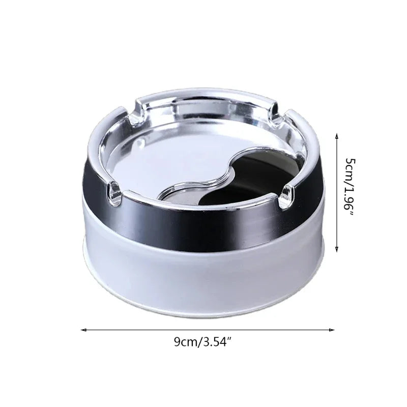 Stainless Steel Round Windproof Ashtray with 360° Rotating Lid for Home Office Living Room Decoration Men Sealing Ashtrays 9*