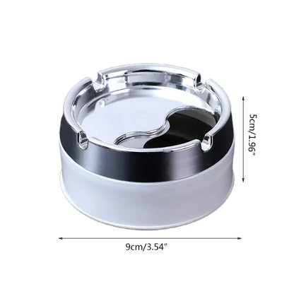 Stainless Steel Round Windproof Ashtray with 360° Rotating Lid for Home Office Living Room Decoration Men Sealing Ashtrays 9*