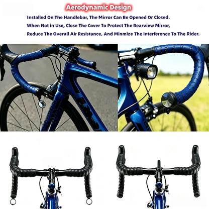 Bicycle Rear View Convex Mirror, 1PC Drop Bar Handlebar Mount Bike Back Sight Reflector, Lightweight Acrylic Lens Cycling Mir