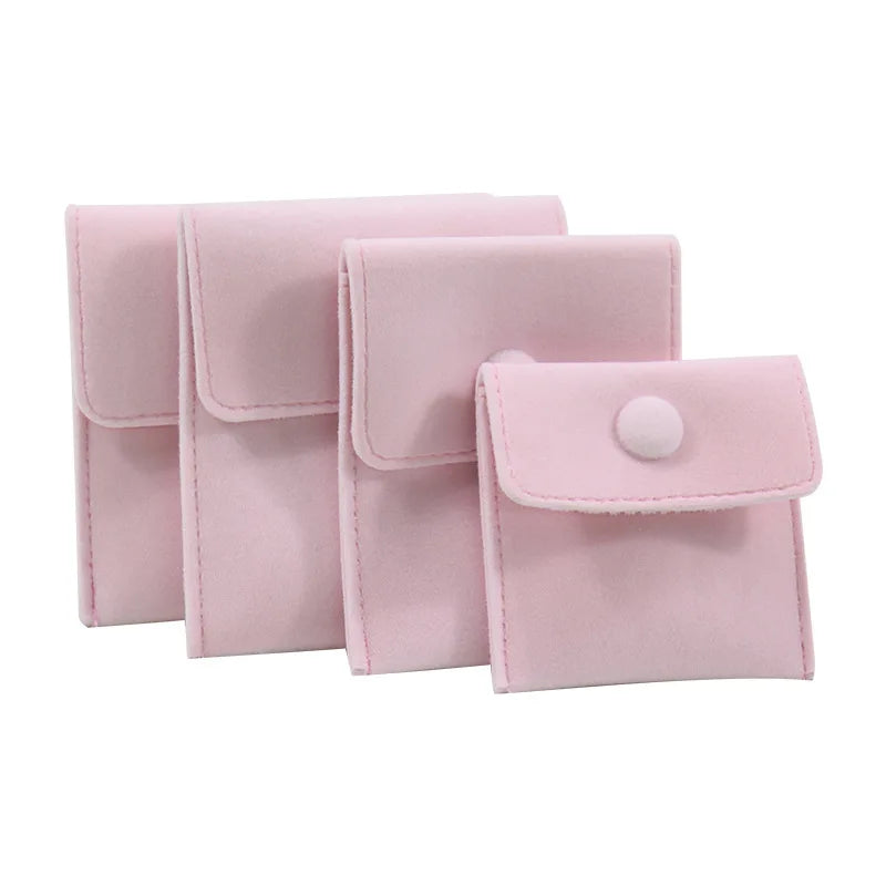 1pcs Jewellery Pouch Packaging Bag Soft Velvet Gift Bracelet Necklace Earrings Rings Storeage Custom Logo - Pink / XL 9.5 x 9