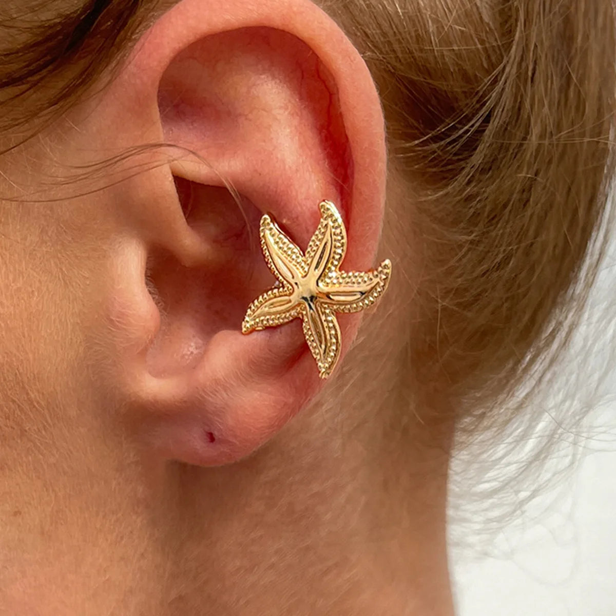LATS Starfish Shell Flower Clip Earrings for Women Gold/Silver Color Non-Piercing Ear Cuff Daily Jewelry Accessories Party Gi