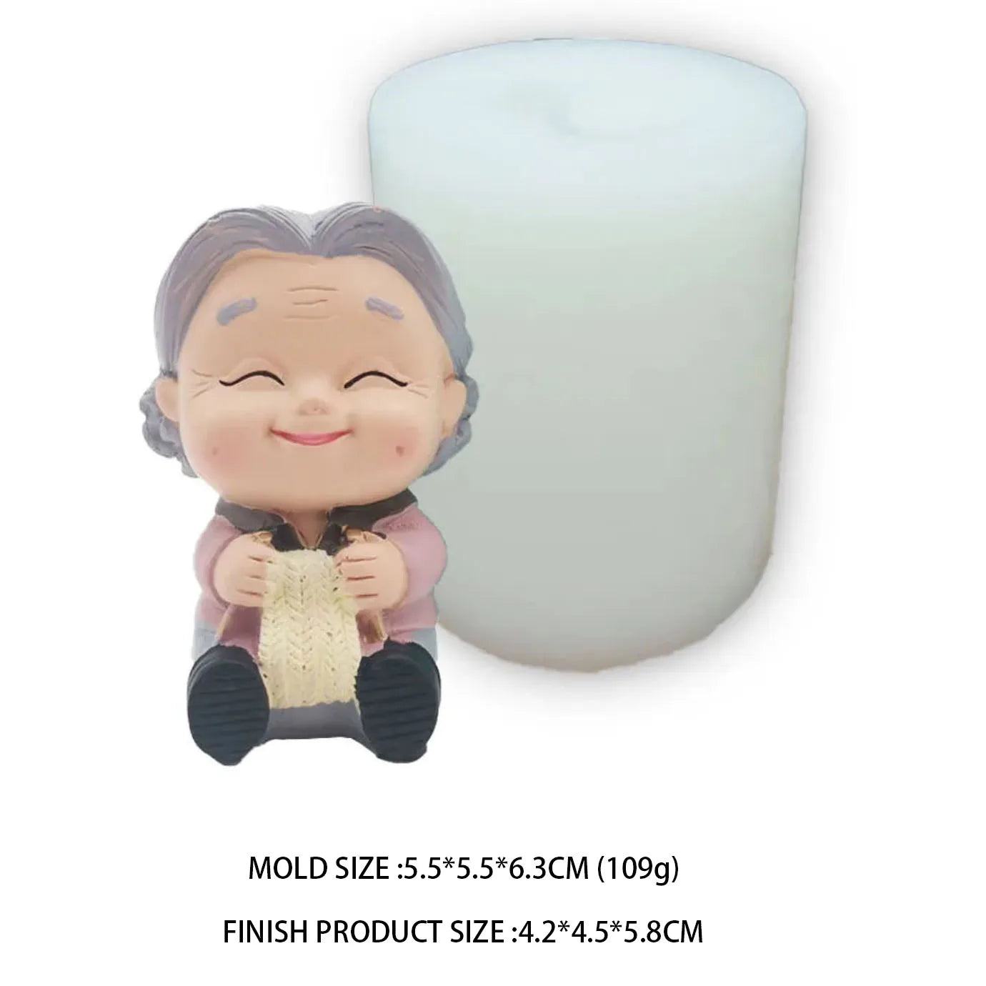 3D Grandpa Grandma Longevity Elderly Silicone Candle Molds Resin Cake Decorating Tools Plaster Epoxy Model Birthday Mould - S