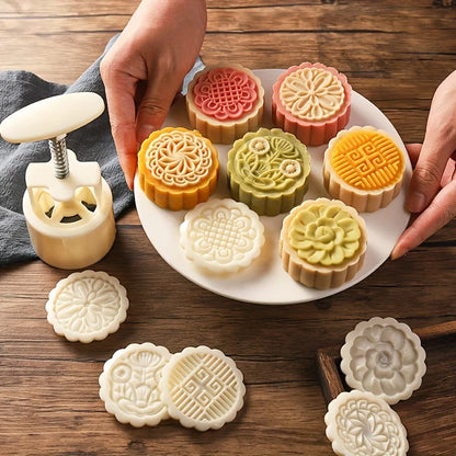 1 set DIY Mooncake Mold Plastic Hand Press Pastry Mold Hand Press Mung Bean Cake Model Pastry Embossing Make Kitchen Baking T
