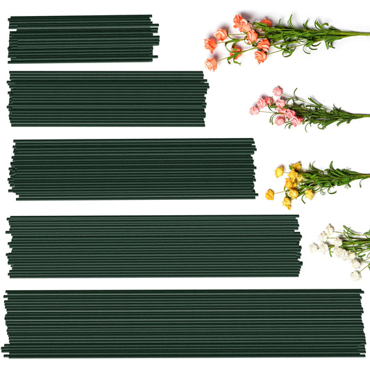 50pcs 15/20/25/30/40cm Artificial Green Flower Stems DIY Floral Material Handmade Wire Stem Accessoies For Wedding Home Decor