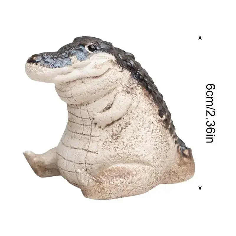 Animal Figurines Alligator Figure Chubby crocodile Ornament Resin Animal Figurines Garden Decoration for Lawn Desktop or Balc