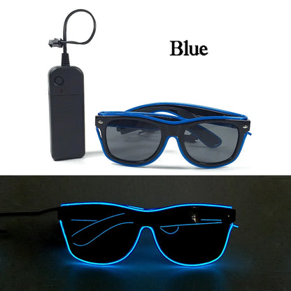 1PC Light Up LED Glasses Glow Sunglasses EL Wire Neon Glasses Glow in The Dark Party Supplies Neon Party Favors for Adults - 